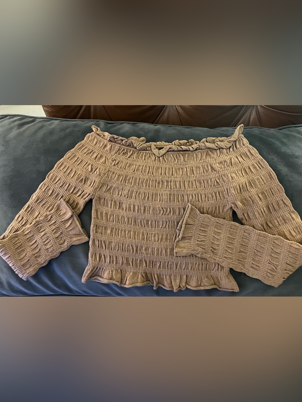 NWOT MIOU MUSE Cropped tan stretchy sweater size S